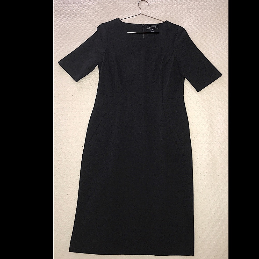 Lands End, Short Sleeve Curvy Black Dress, Size 6
